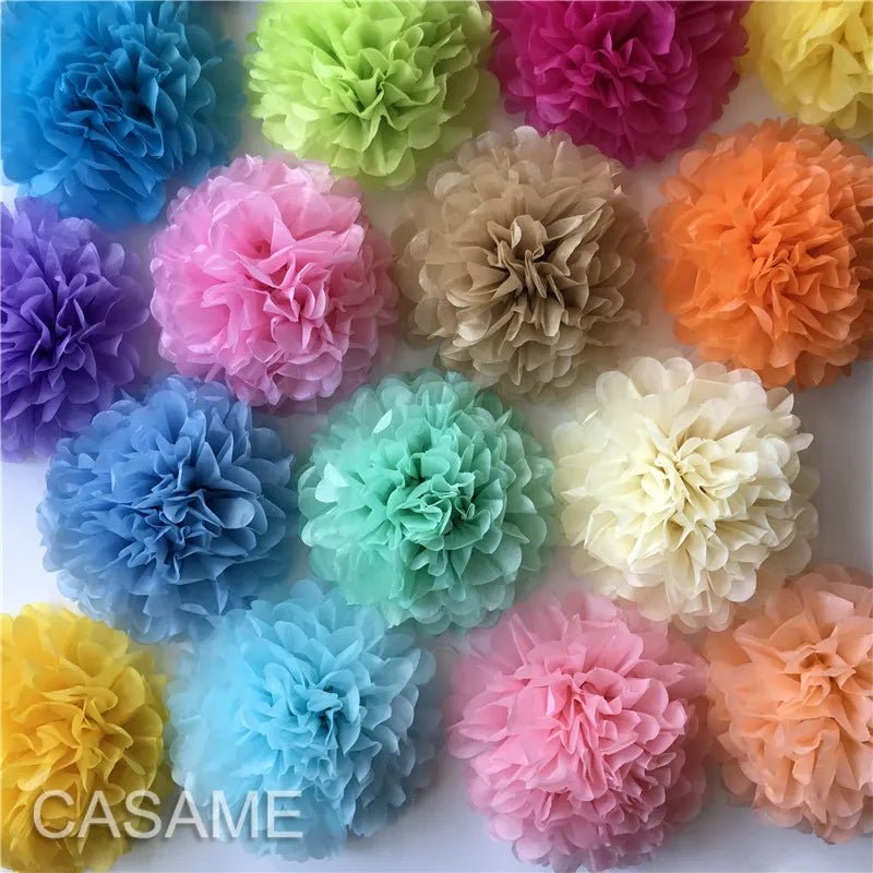 Faron's 15Cm colourful tissue paper pom poms, the ideal choice for your festive décor.