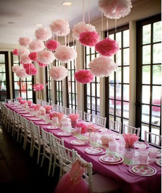 15Cm Vibrant Tissue Paper Pom-Poms by Faron, vibrant party decorations for birthdays, weddings, and nurseries. Ideal for adding colour with tissue paper pom poms.