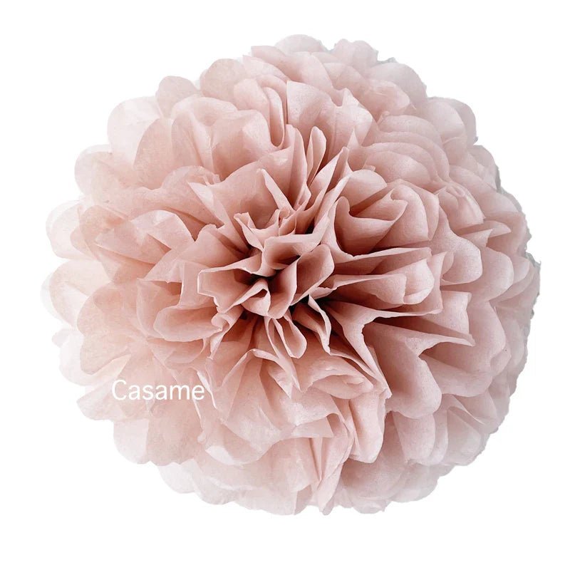 Faron's cheerful array of 15Cm tissue paper pom poms, great for festive decorations.