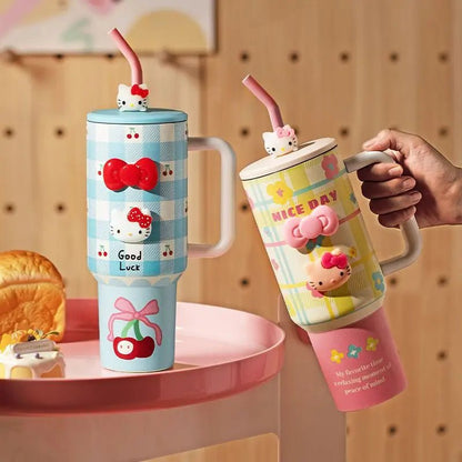 Hello Kitty 1200ml Insulated Bottle 304 Steel Pink Blue Tumbler - Cake Pops Parties