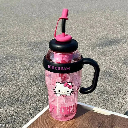 Hello Kitty 1300ML Water Cup Sanrio Straw Anime Cute Portable - Cake Pops Parties