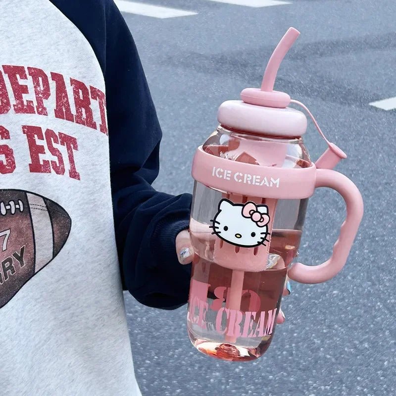 Hello Kitty 1300ML Water Cup Sanrio Straw Anime Cute Portable - Cake Pops Parties