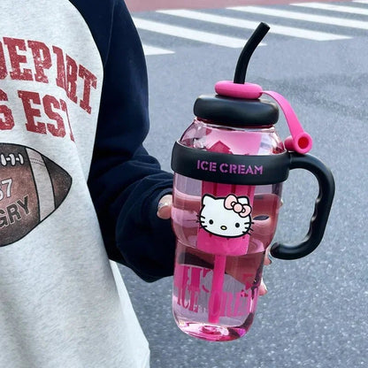 Hello Kitty 1300ML Water Cup Sanrio Straw Anime Cute Portable - Cake Pops Parties