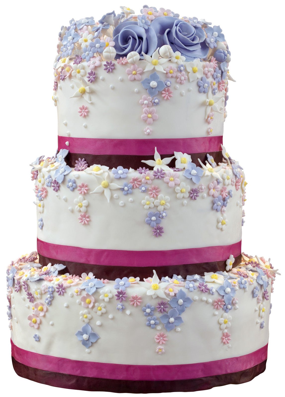 Purple Elegant Floral Wedding Cake With Edible Decorations - Cake Pops Parties